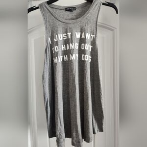 Gray Sleeveless Top with Dog Quote